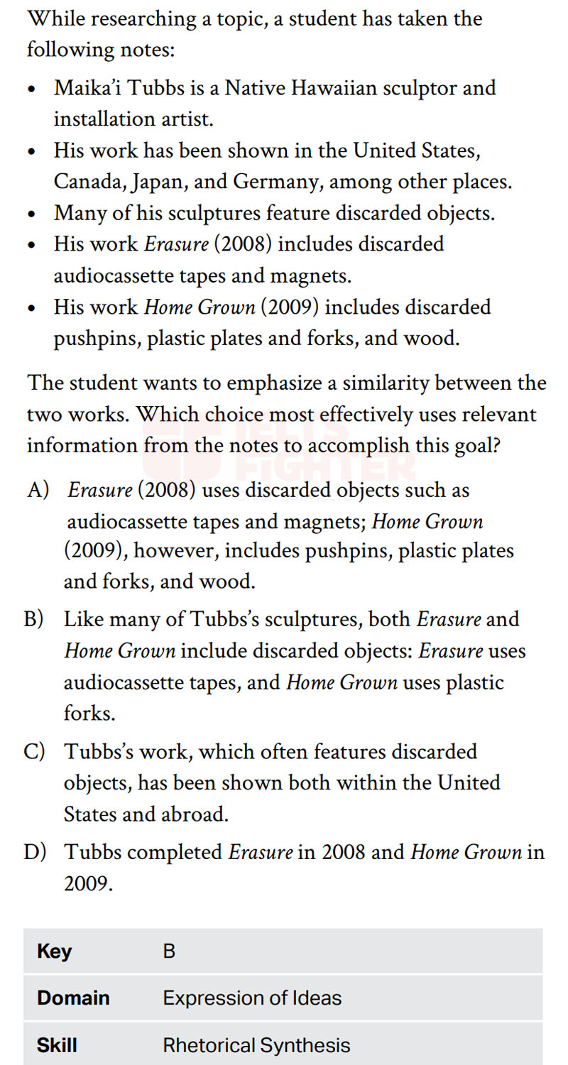 Cấu tr&uacute;c đề thi SAT Expression of Ideas 1