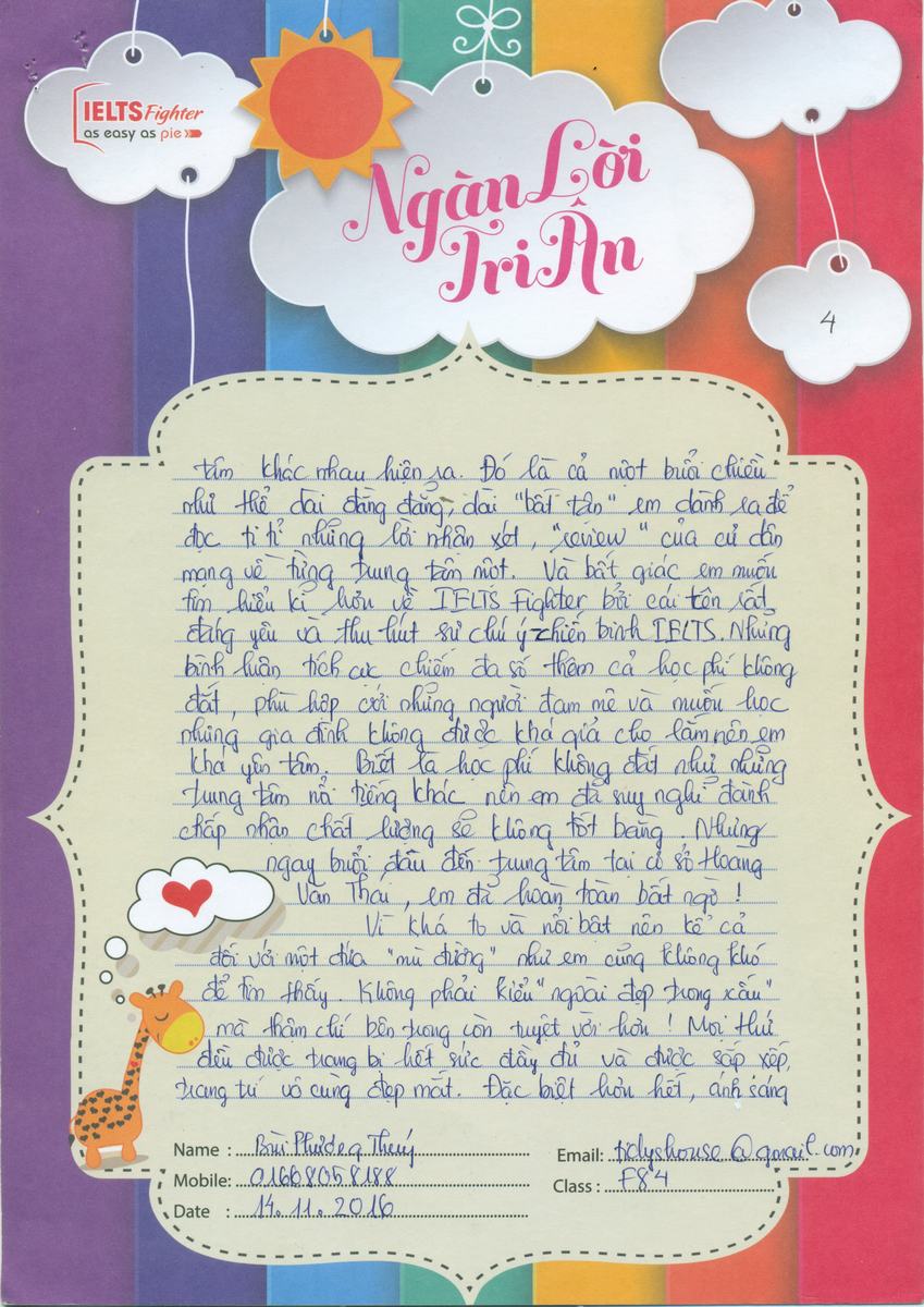 MS60 - Bài dự thi của bạn Bùi Phương Thúy - Học viên lớp F84