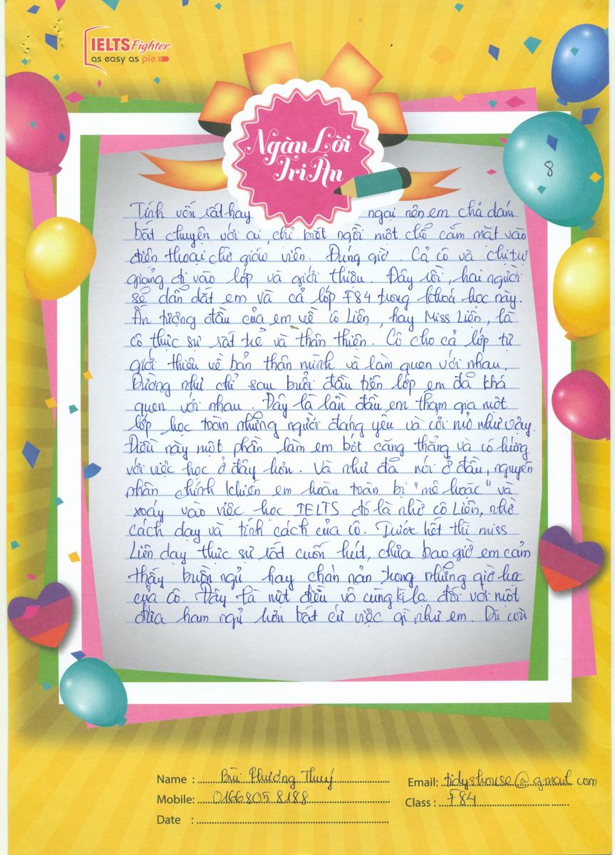 MS60 - Bài dự thi của bạn Bùi Phương Thúy - Học viên lớp F84