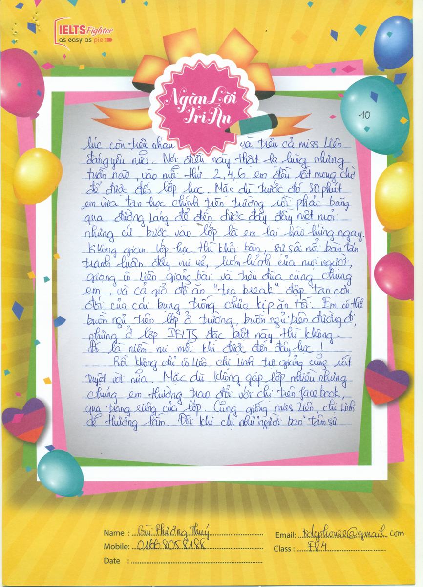 MS60 - Bài dự thi của bạn Bùi Phương Thúy - Học viên lớp F84