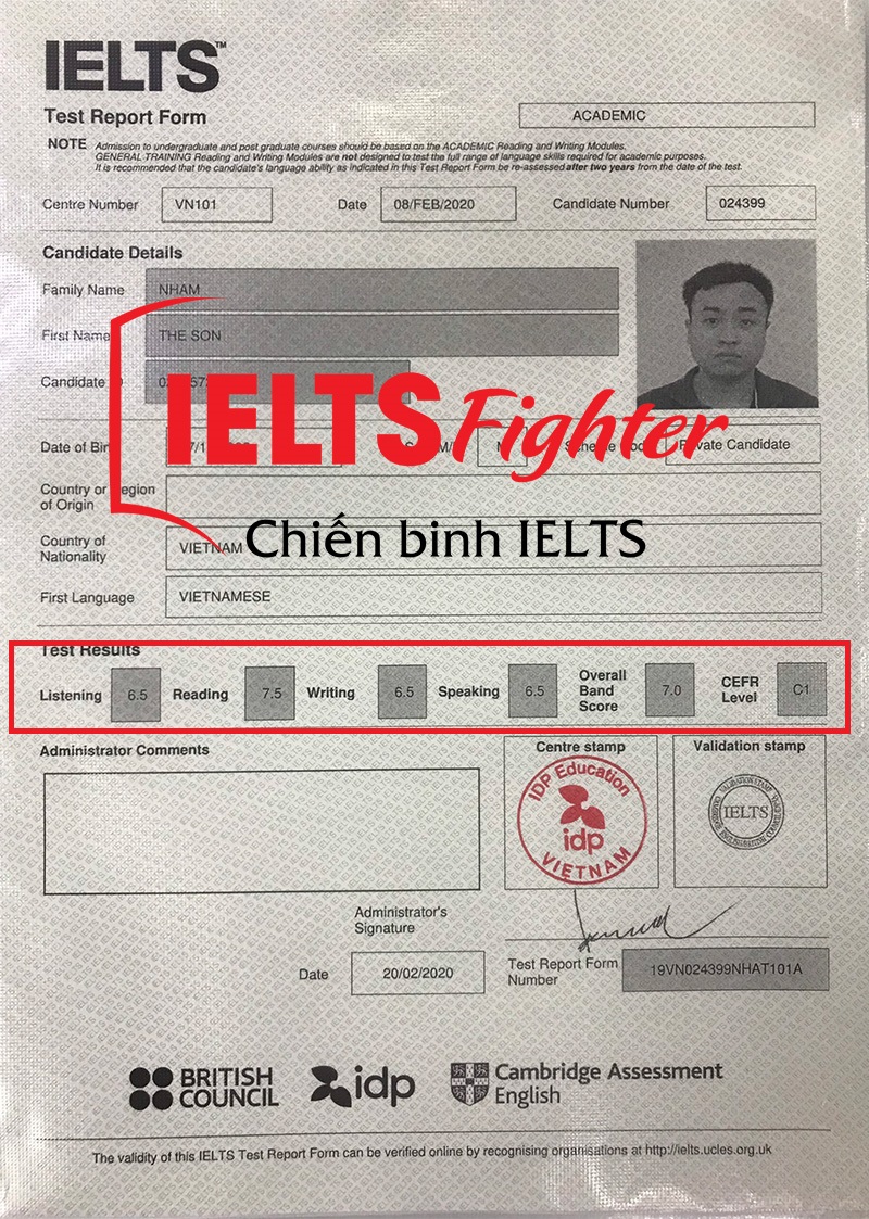 Nh&acirc;m Thế Sơn &ndash; 7.0 chỉ l&agrave; bước khởi đầu - IELTS Fighter