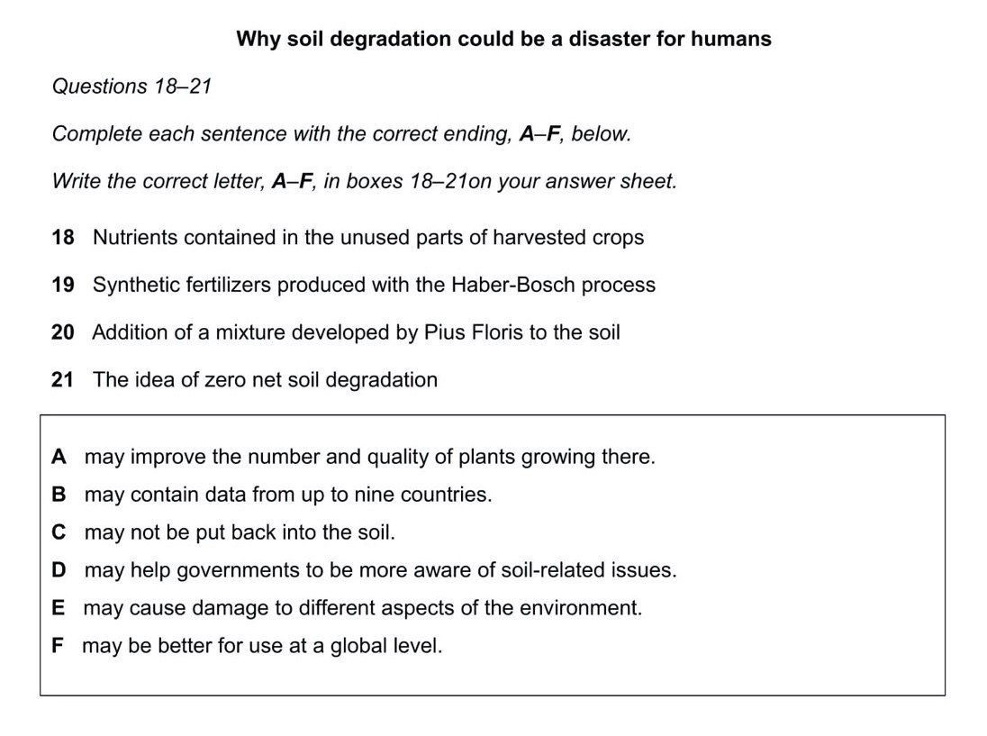 Matching sentence endings trong IELTS Reading