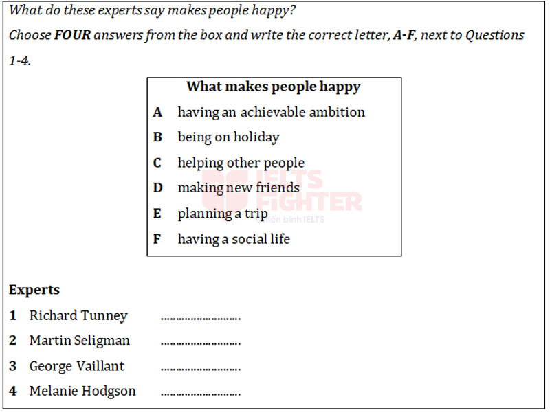 matching information ielts listening