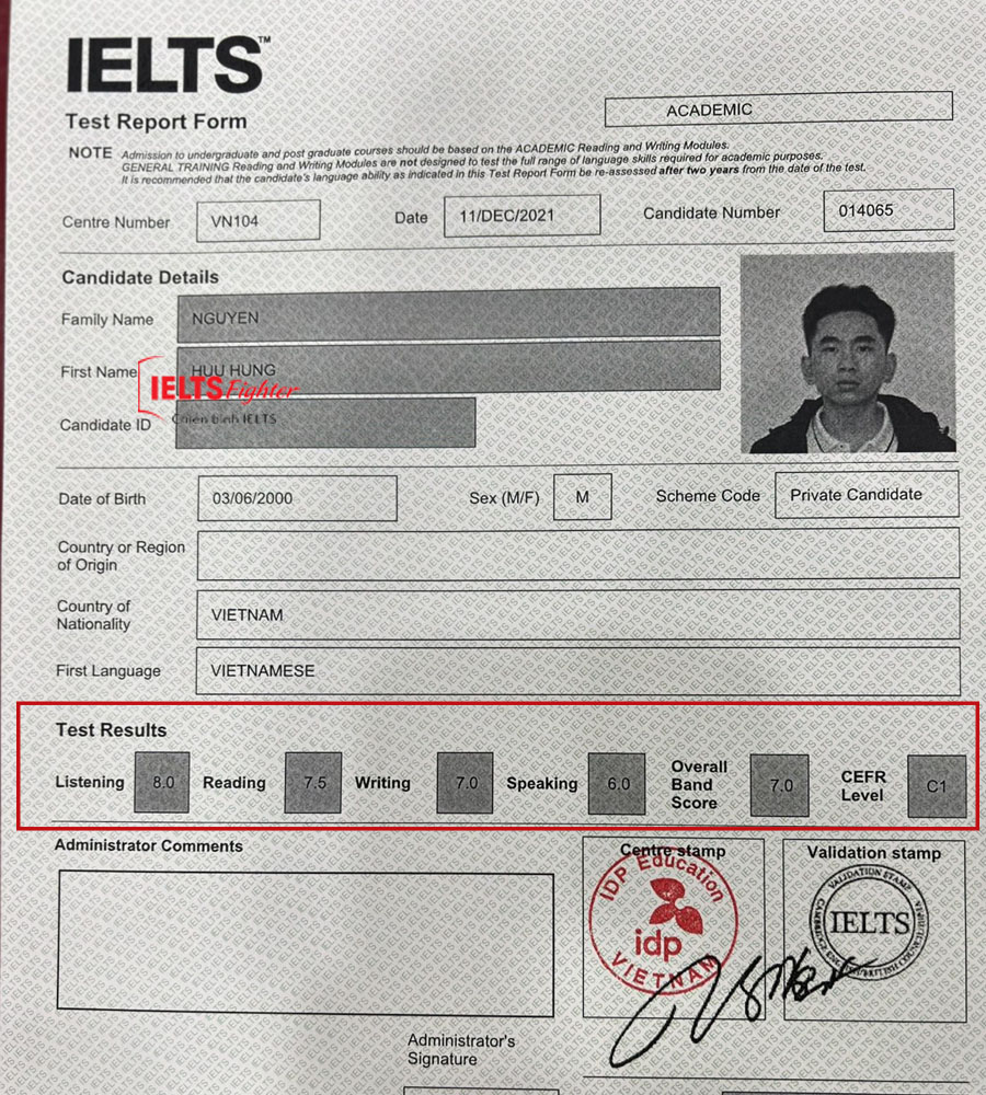 hữu hưng 7.5 IELTS 