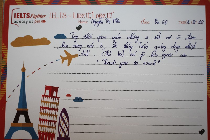 Bạn Hảo chia sẻ cảm nhận của mình về lớp Pre 68