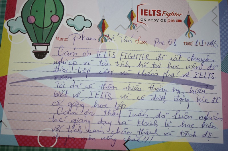 Bạn Tấn chia sẻ cảm nhận của mình về lớp Pre 68