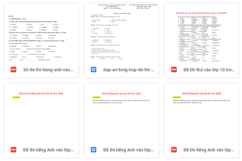 Tổng hợp đề thi tiếng Anh v&agrave;o lớp 10