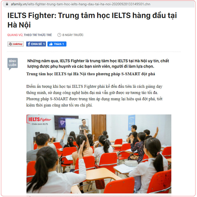 IELTS Fighter được chia sẻ trên báo chí 2