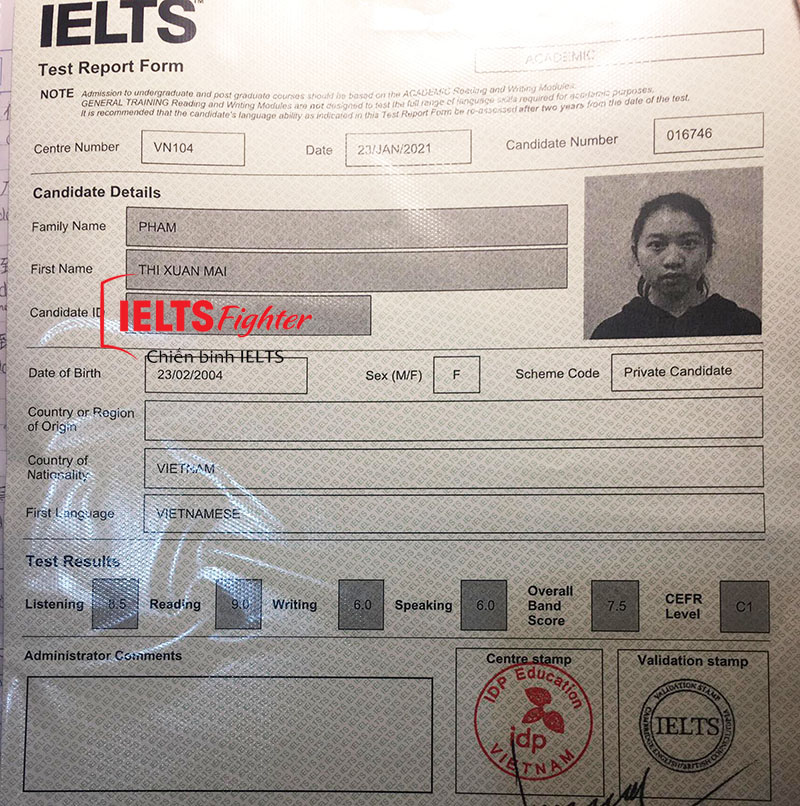 Phạm Mai 7.5 ielts 2