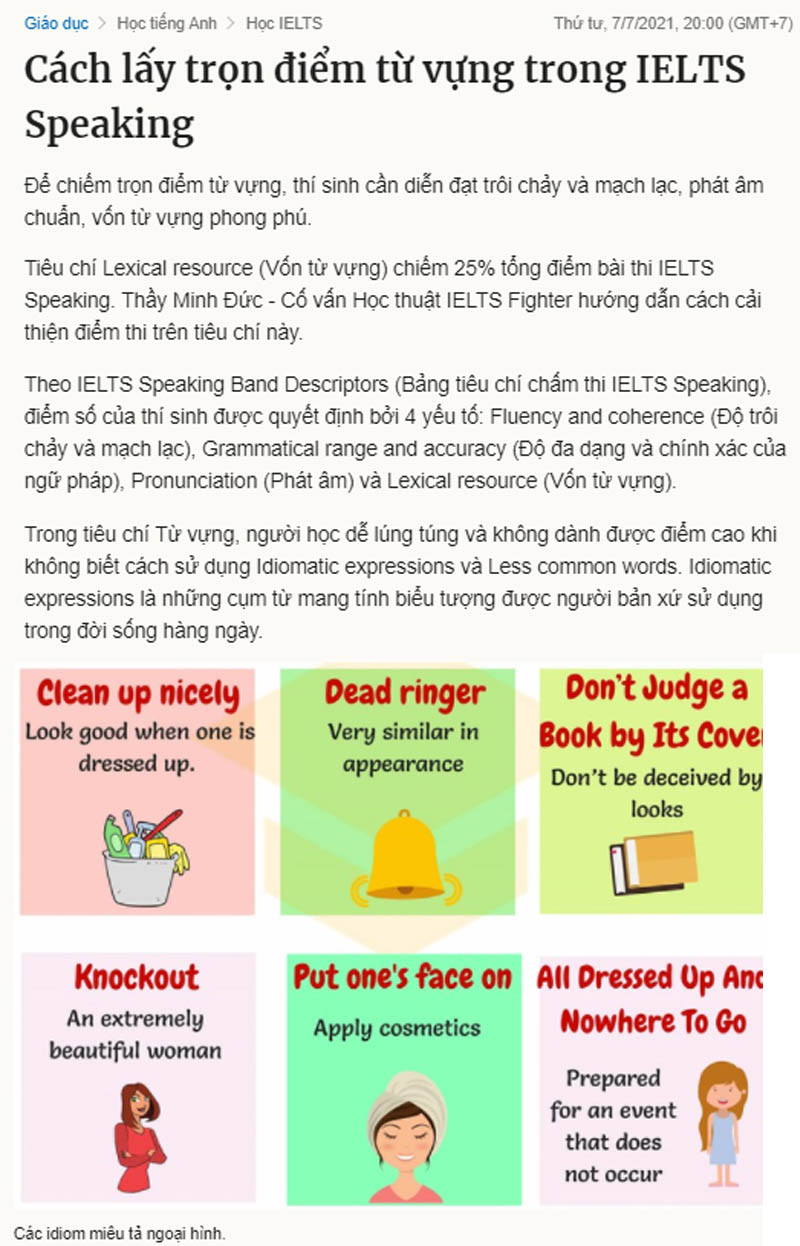 Nâng cao Lexical resource để nâng điểm IELTS Speaking 1