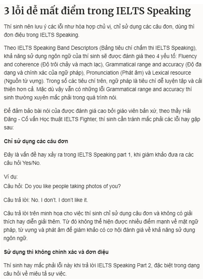 Nâng cao Lexical resource để nâng điểm IELTS Speaking 3