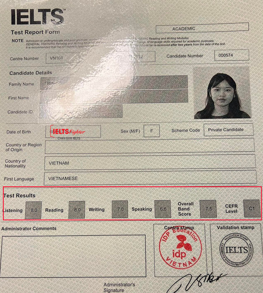 lan hương 7.5 ielts