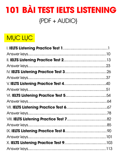 101 b&agrave;i test Listening
