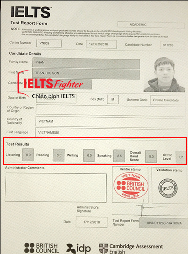 Kinh nghiệm luyện thi v&agrave; tự học 8.0 IELTS của Sơm