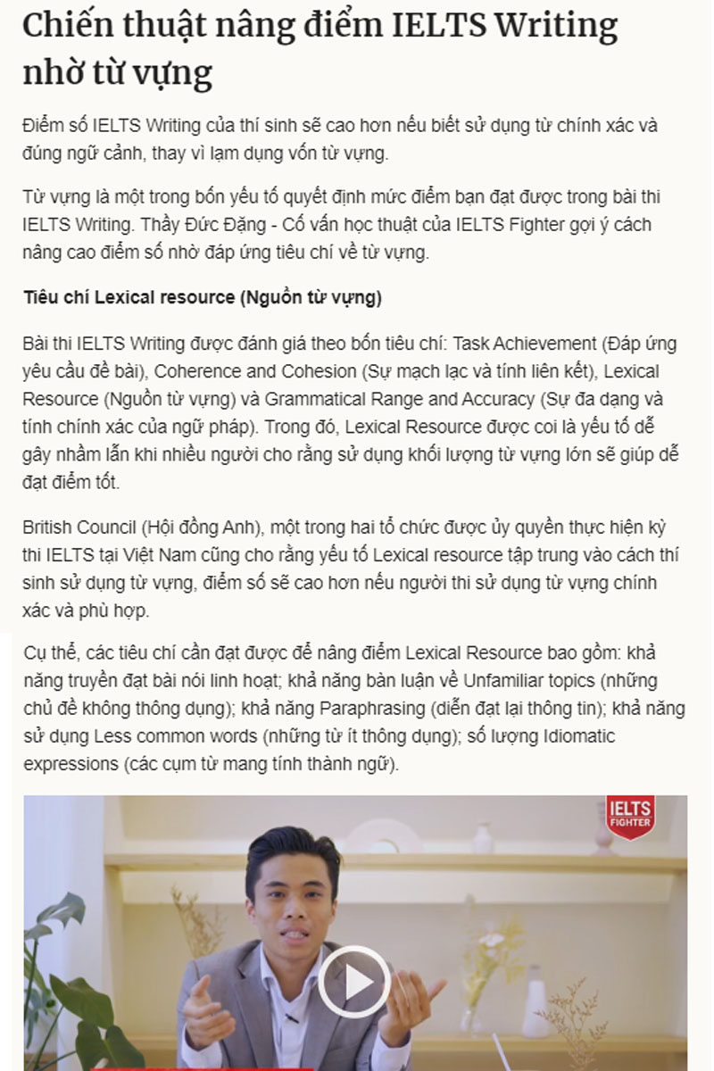Nâng cao điểm writing nhờ từ vựng, từ nối 1