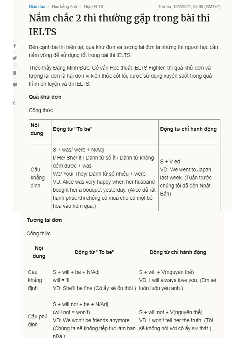 các thì tiếng anh quan trọng trong ielts 2