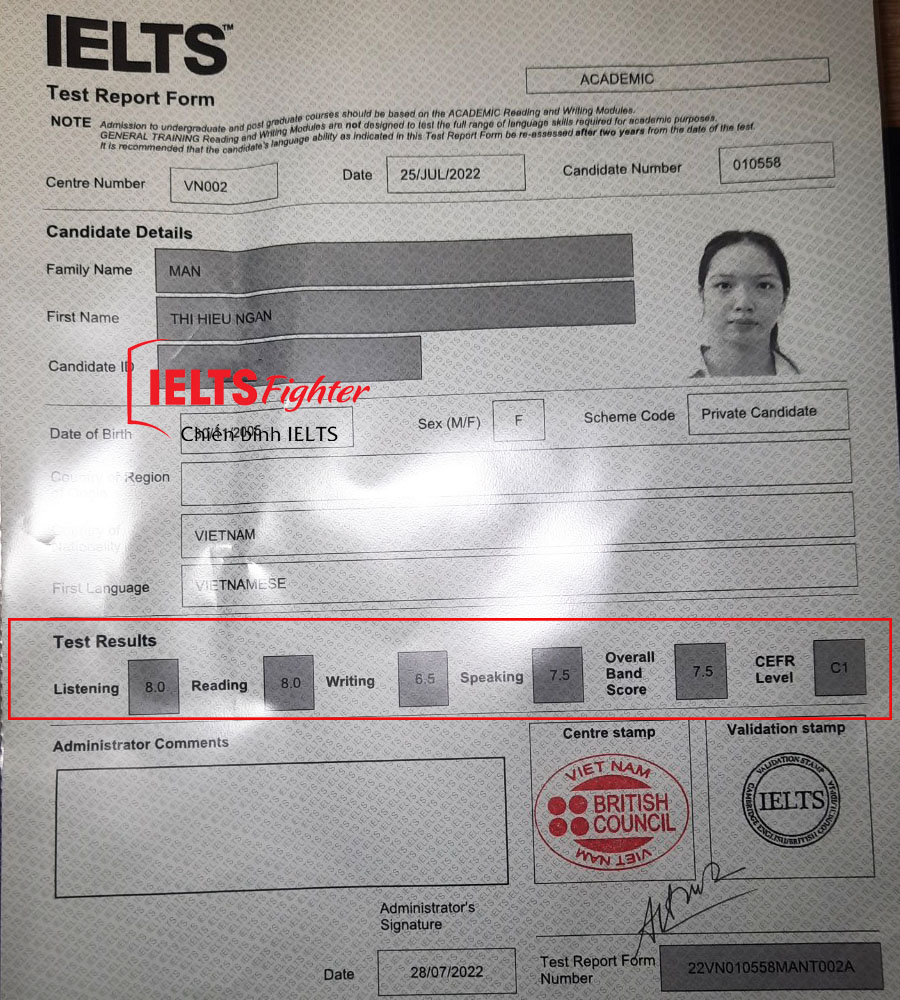 hiếu ng&acirc;n 7.5 IELTS