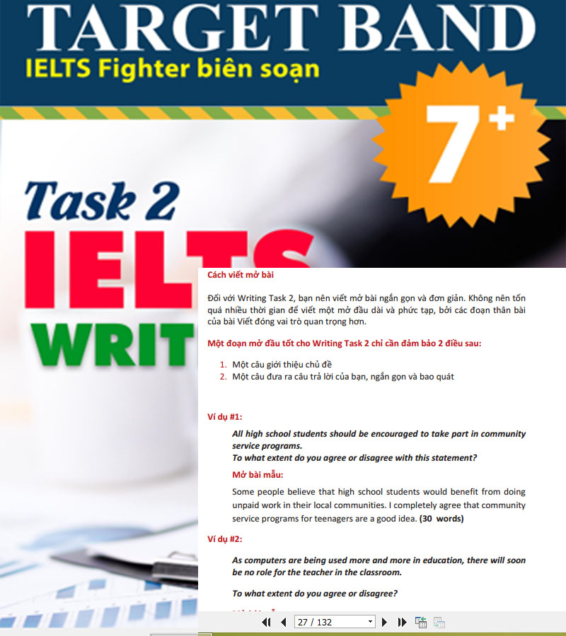 Download Bộ IELTS Writing target 7+ task 2 - IELTS Fighter bi&ecirc;n soạn