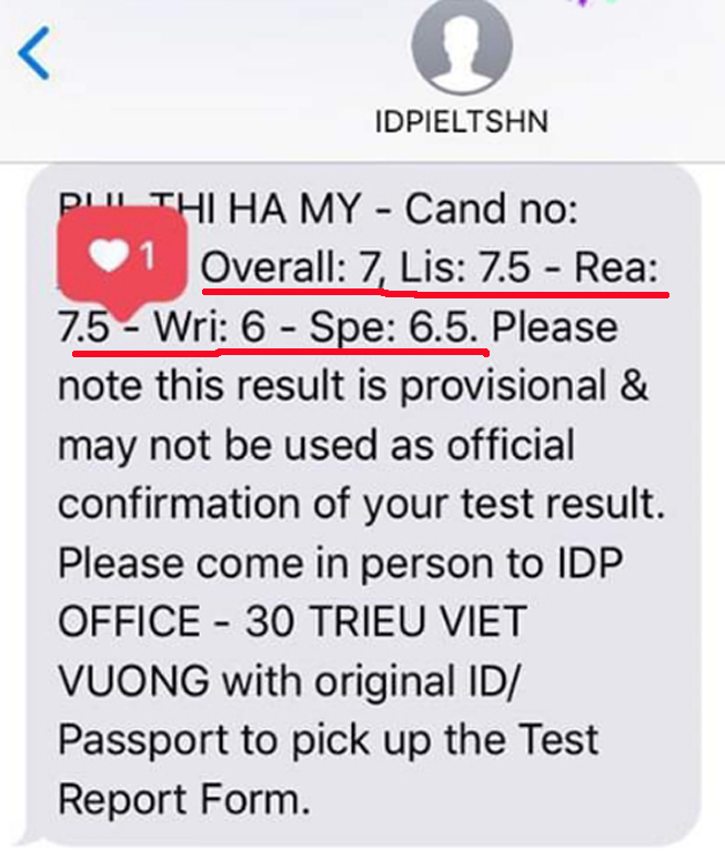 Bảng điểm Bùi Thị Hà My