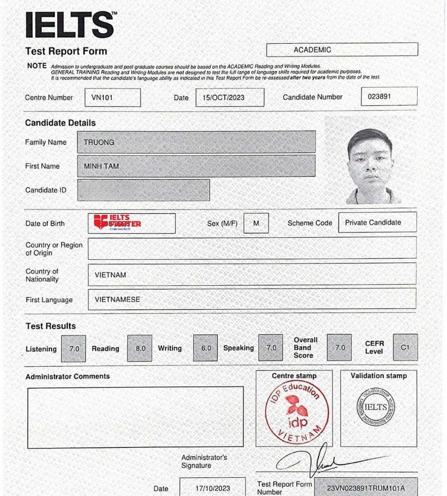 Th&agrave;nh t&iacute;ch 7.0 IELTS của học sinh THPT Lương Thế Vinh