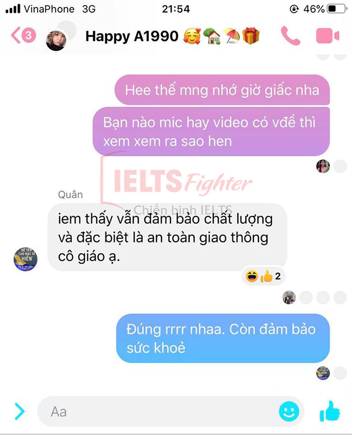 cảm nhận học viên lớp ielts trực tuyến 4