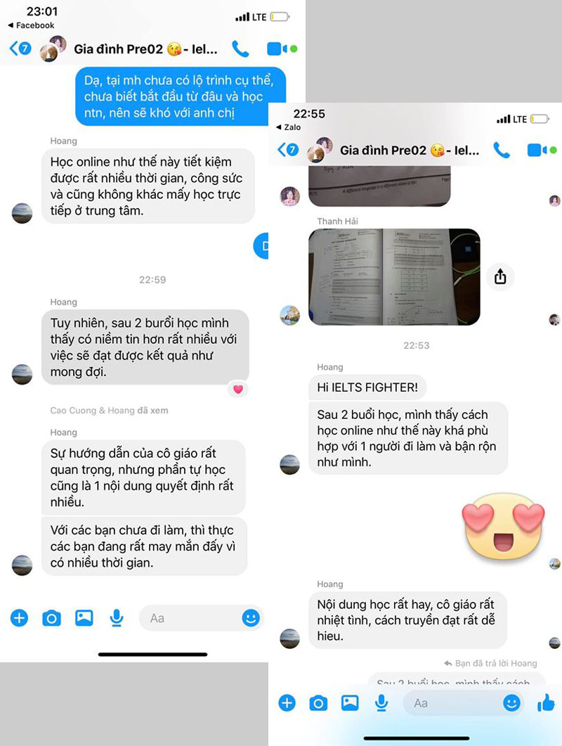 cảm nhận học viên lớp ielts trực tuyến 6