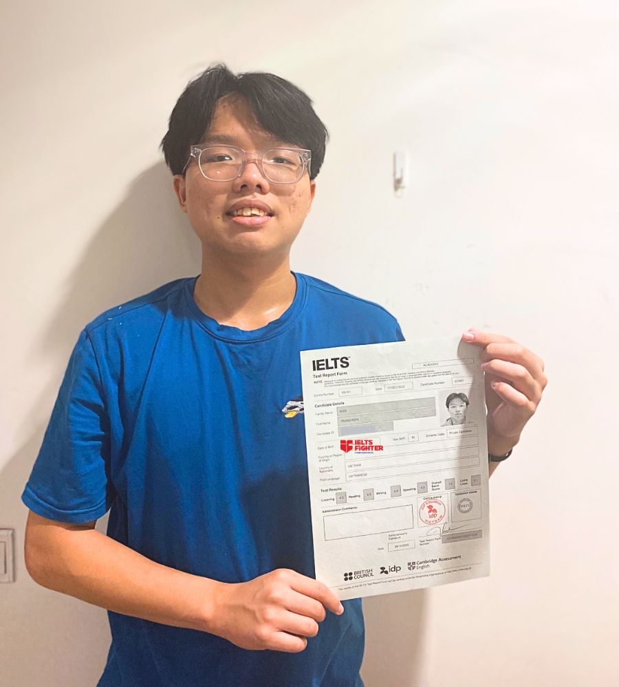 học vi&ecirc;n Trung Ki&ecirc;n v&agrave; th&agrave;nh t&iacute;ch 7.5 Overall