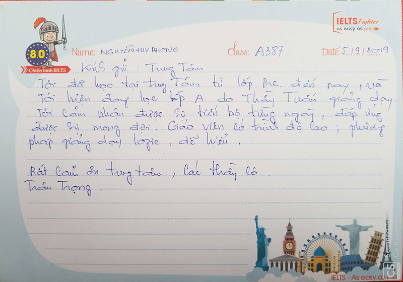 Cảm nhận học viên A387 - IELTS Fighter