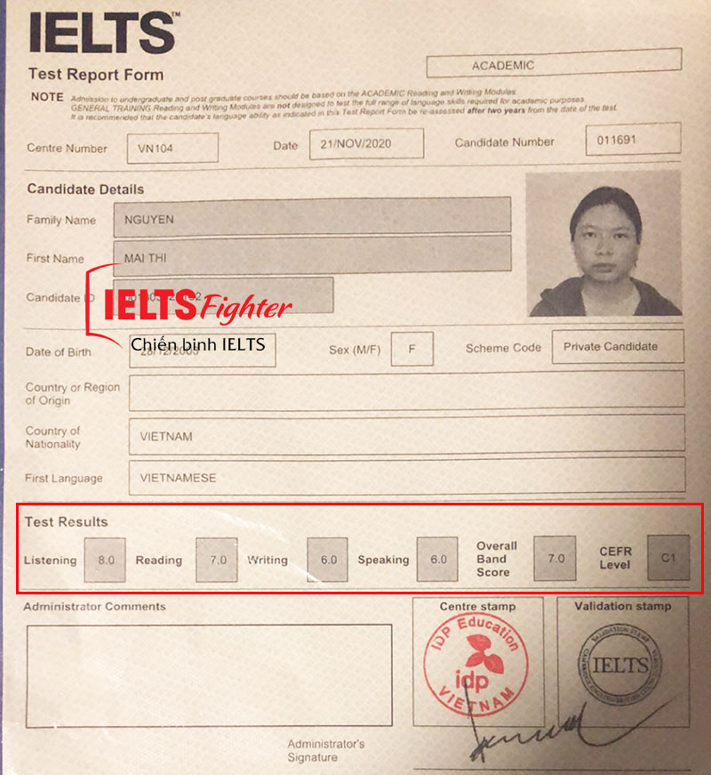 Học viên điểm cao IELTS Fighter 4