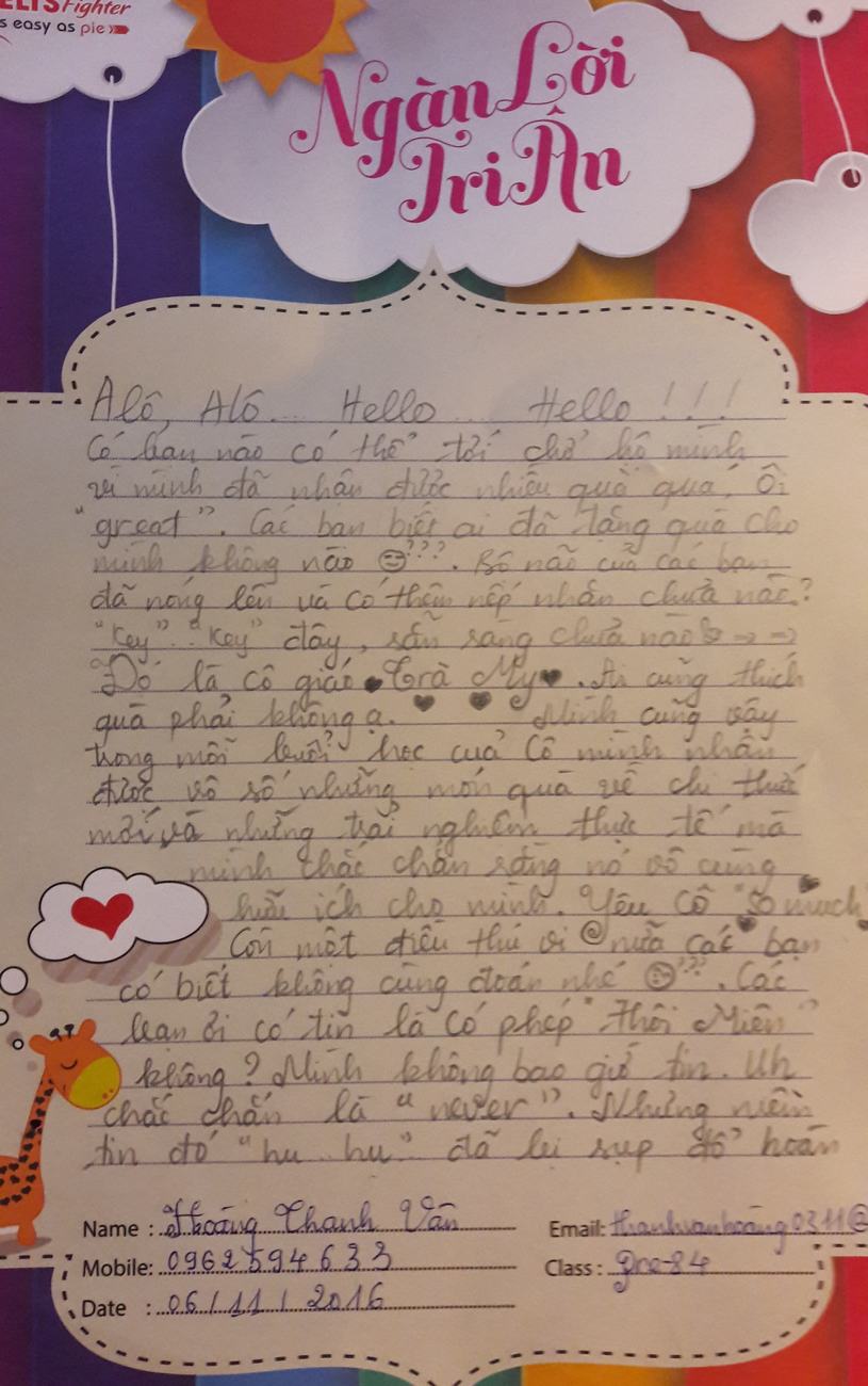 MS26 - Bài dự thi bạn Hoàng Thanh Vân  - Học viên lớp Pre 84