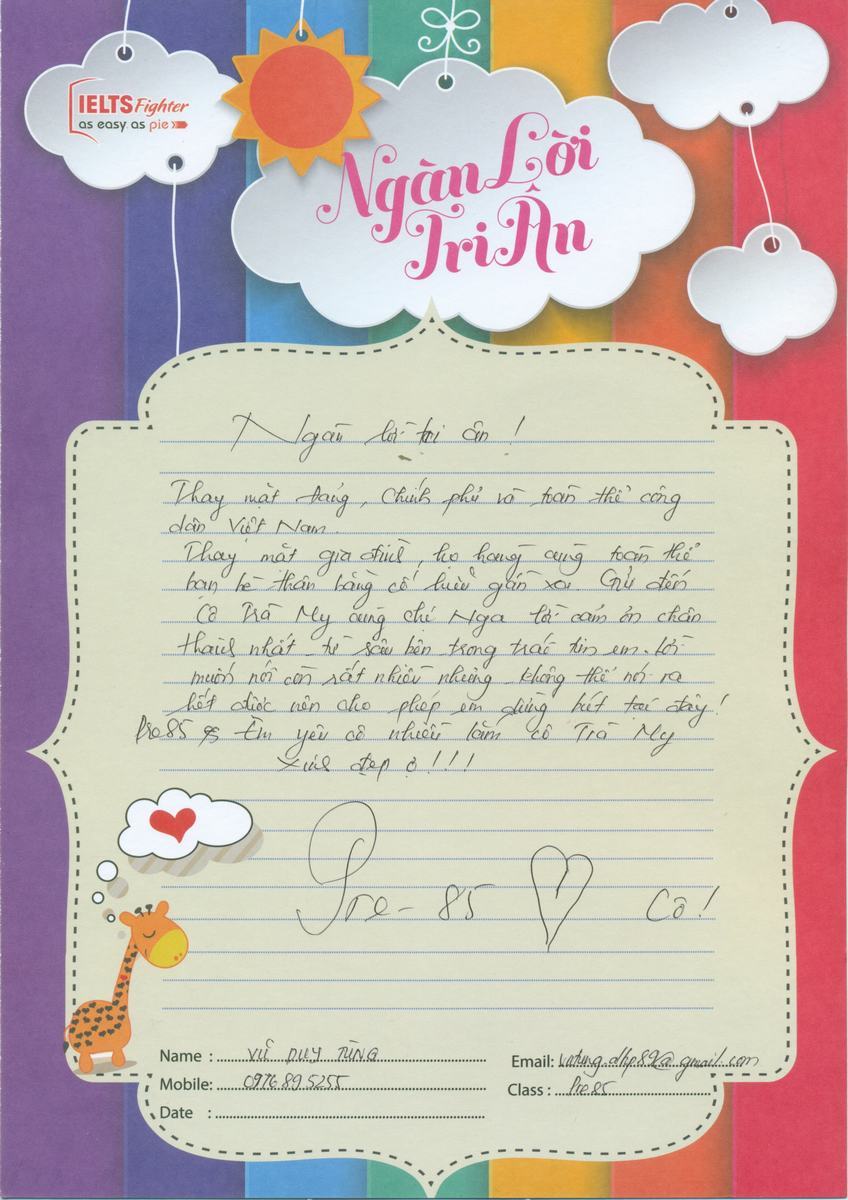 MS35 - Bài dự thi của bạn Vũ Duy Tùng - Học viên lớp Pre 85