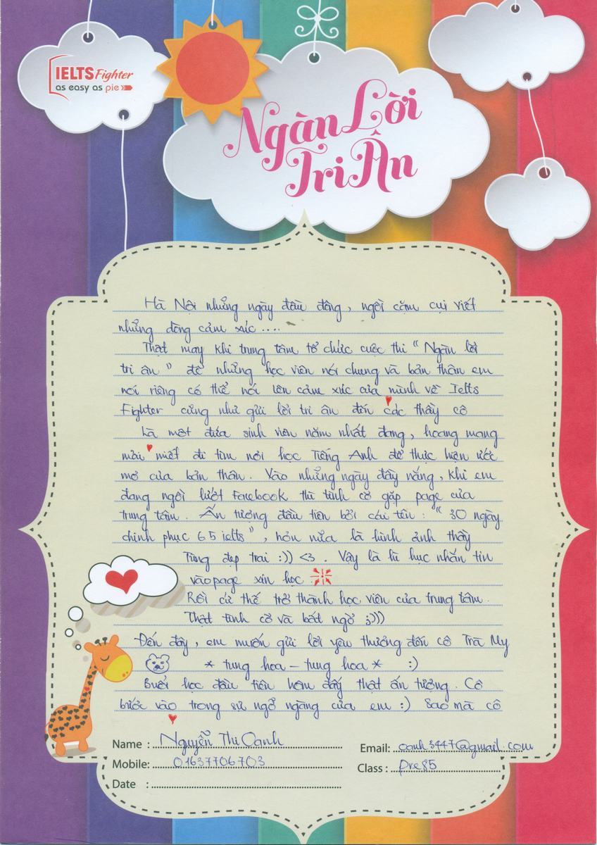 MS32 - Bài dự thi của bạn Nguyễn Thị Oanh - Học viên lớp Pre 85