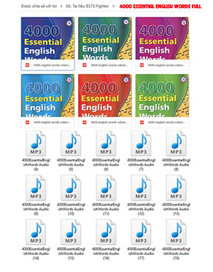 tổng hợp t&agrave;i liệu tự học IELTS từ 0-7.0 - 4000 Essential English Words