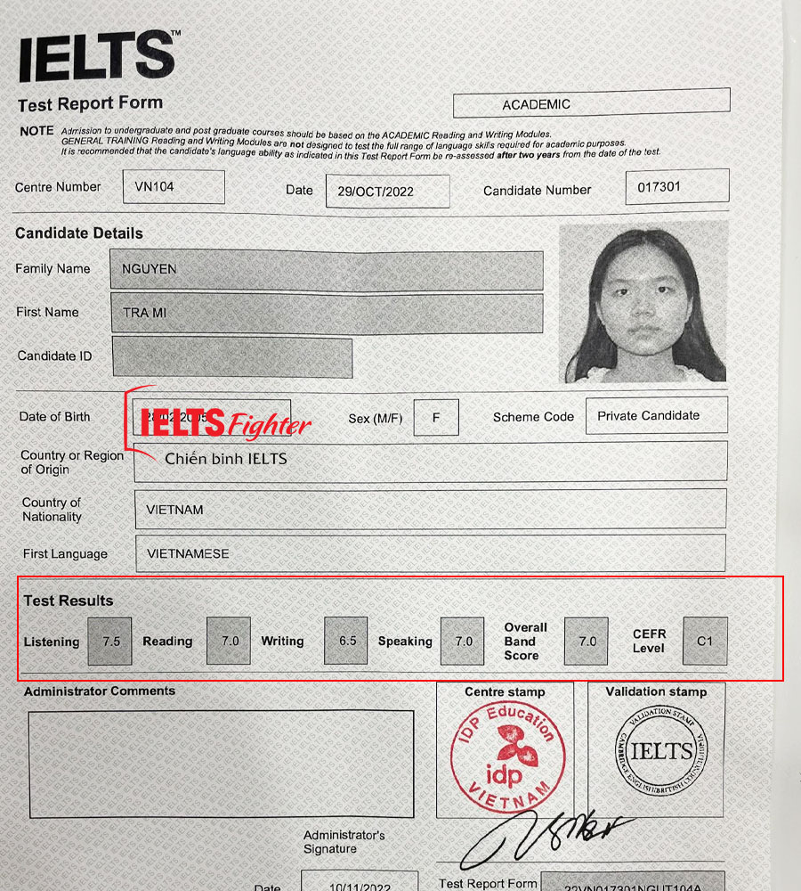 tr&agrave; mi 7.0 IELTS - 2