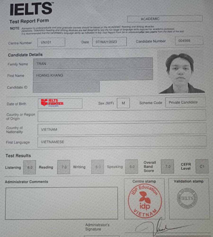 Ho&agrave;ng Khang c&aacute;n mốc 7.0 IELTS