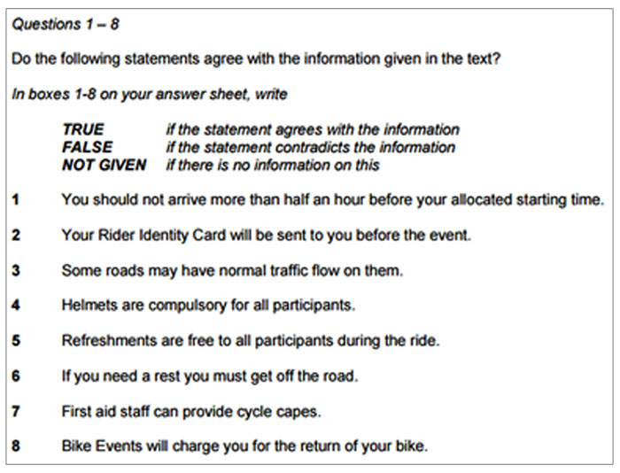 IELTS reading true false notgiven 1