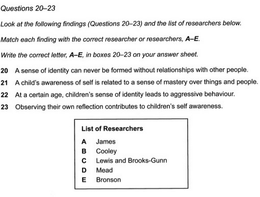 Matching Features ielts reading
