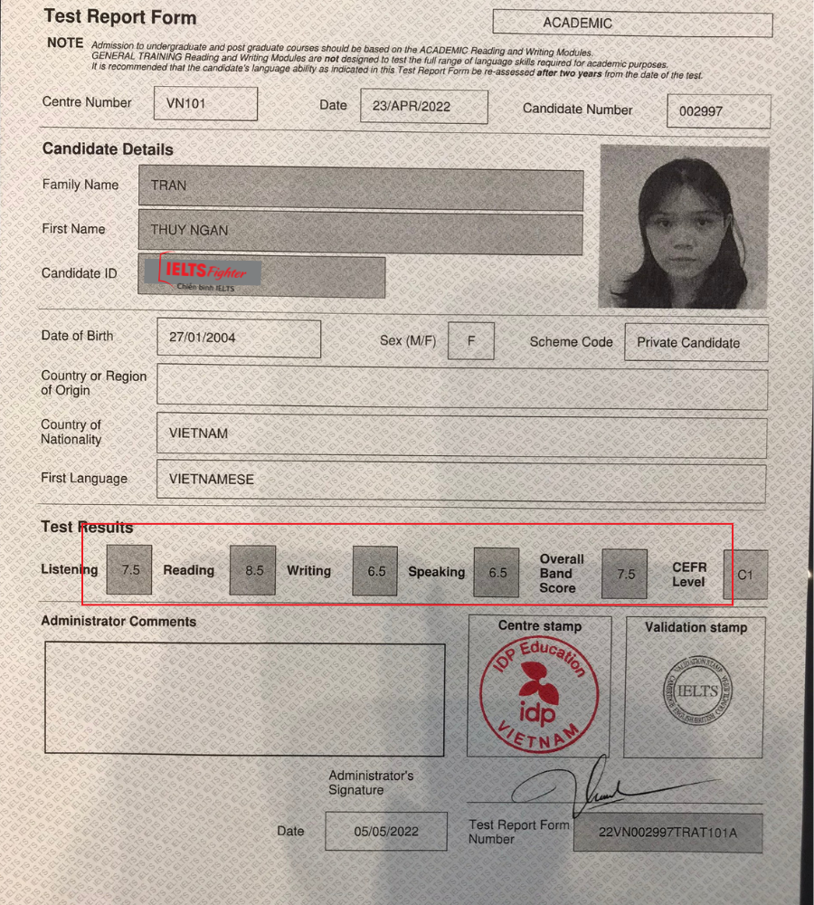 Cuối cấp 3 đạt 7.5 IELTS có dễ