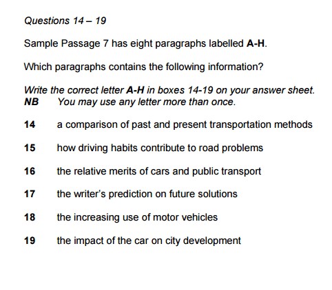 MATCHING INFORMATION trong IELTS Reading 