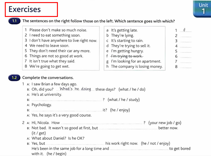 B&agrave;i tập trong s&aacute;ch english grammar in use 