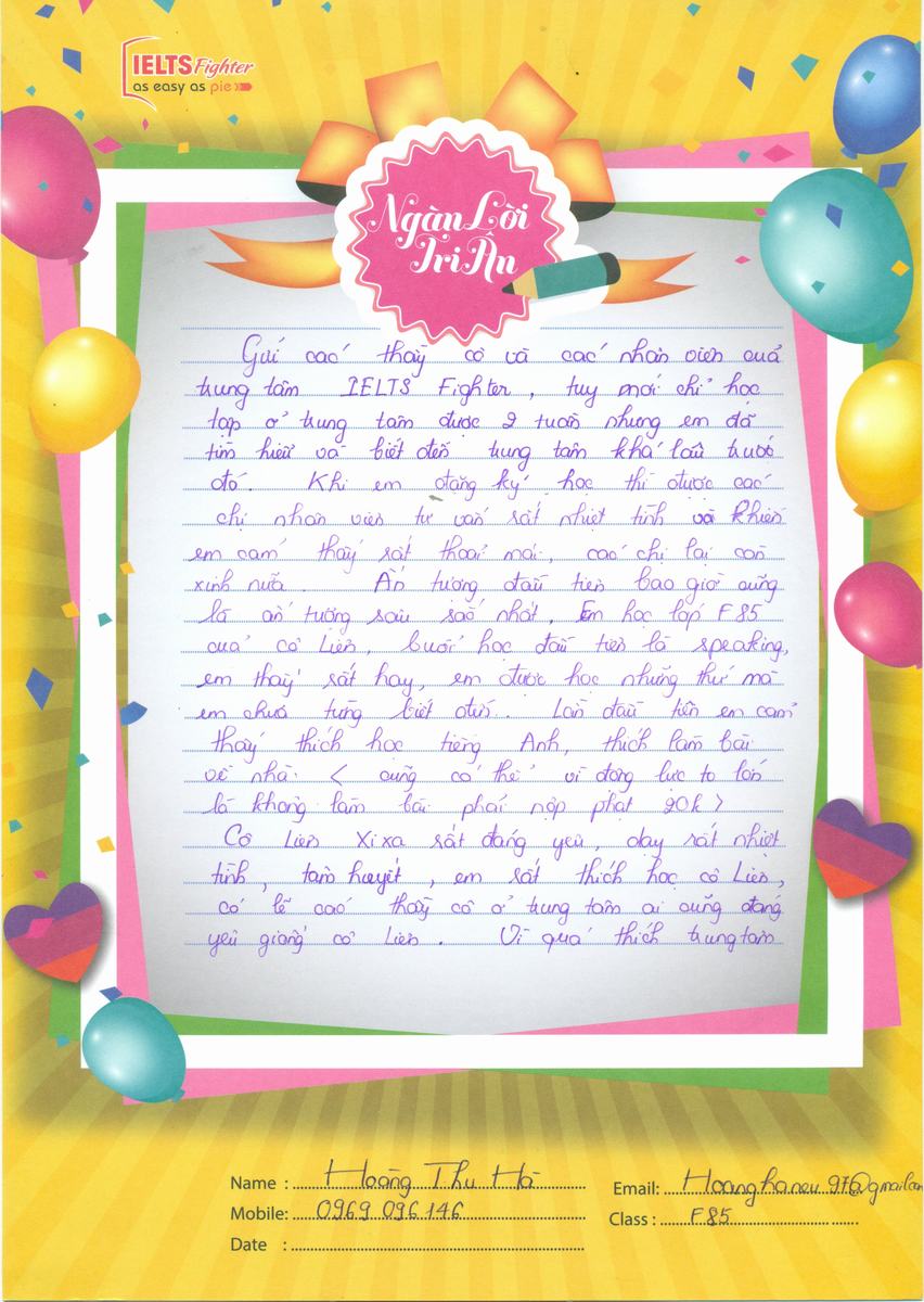 MS58 - Bài dự thi của bạn Hoàng Thu Hà - Học viên lớp F85