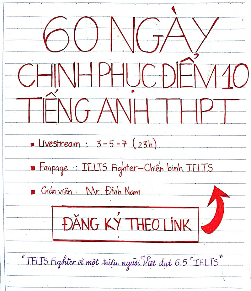 Dự án 60 ngày đạt điểm 10 tiếng Anh THPT