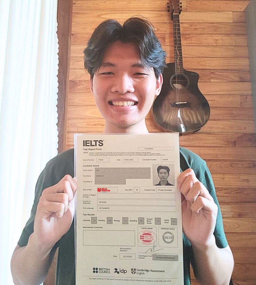 Nhật Duy xuất sắc đạt 7.5 overall