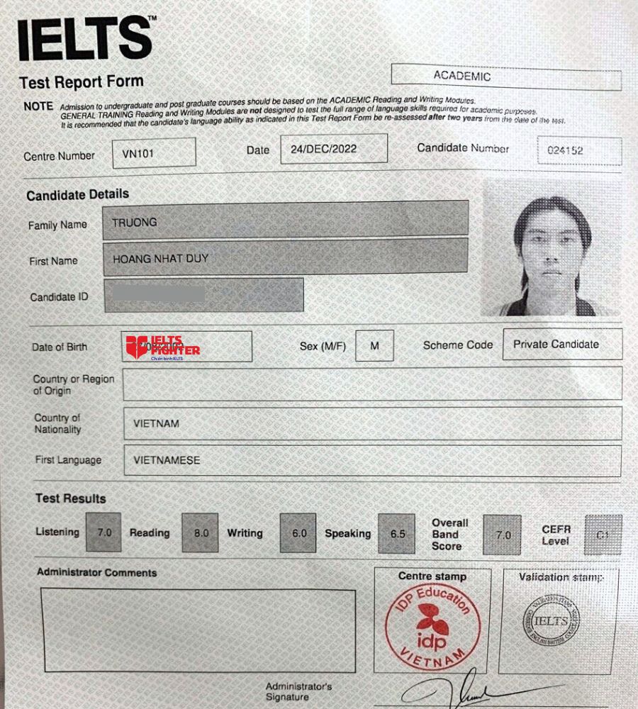 Nhật Duy xuất sắc đạt 7.0 overall