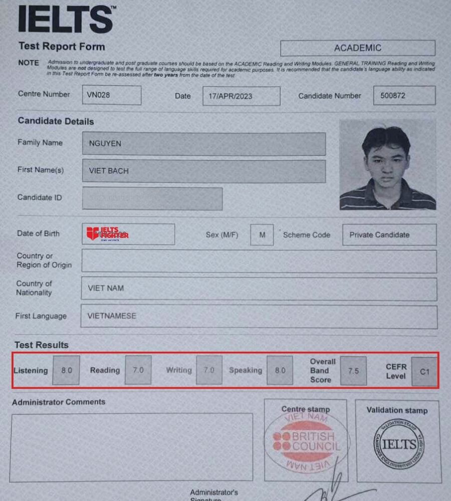 Việt Bách "cán đích" 7.5 IELTS sau lần thi đầu tiên