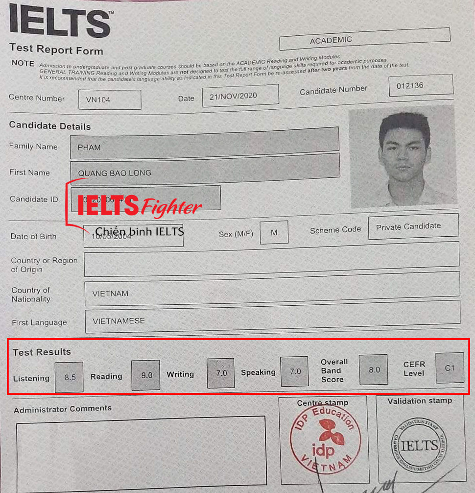 Long 8.0 IELTS 