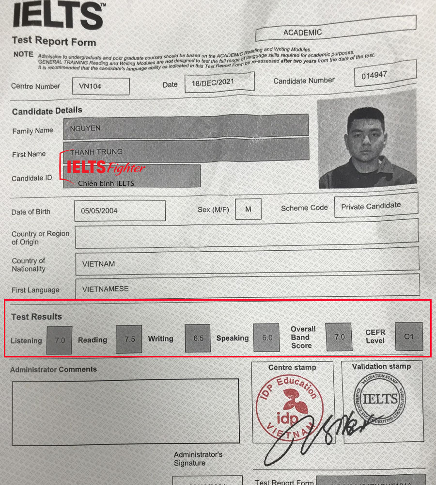 thành trung 7.0 ielts