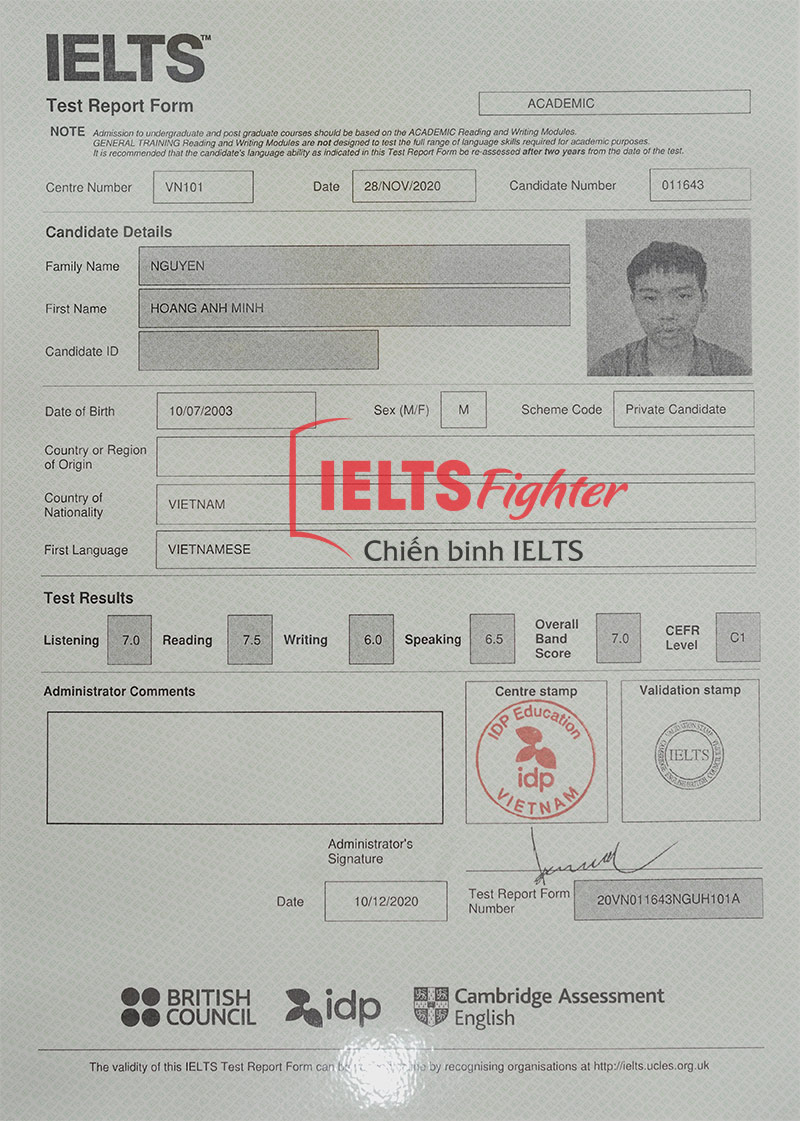 Dùng 7.0 IELTS để xét tuyển vào đại học, tại sao lại không? - Nguyễn Hoàng Anh Minh IELTS Fighter