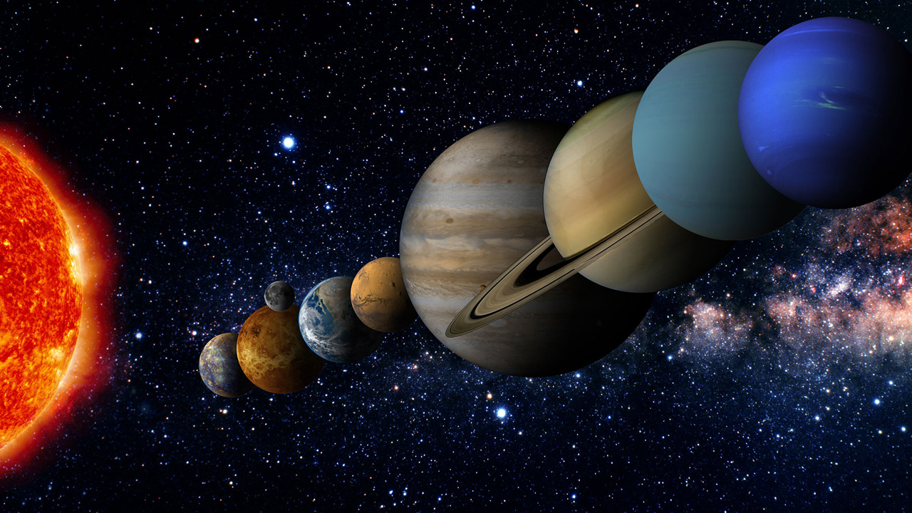 Mặt Trời và các hành tinh trong Hệ Mặt Trời