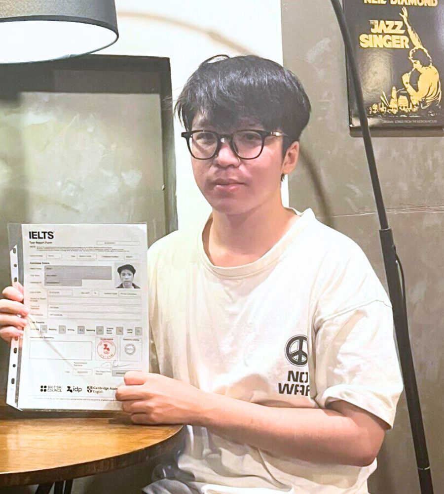 Anh Minh v&agrave; th&agrave;nh t&iacute;ch 7.0 sau hơn 2 th&aacute;ng học lớp 1:1